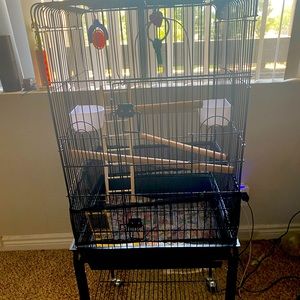 Bird cage with accessories included